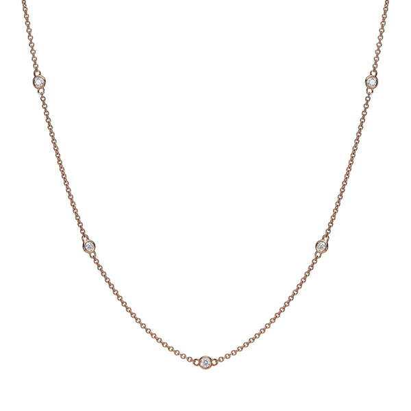 diamond bezel station necklace 18k gold