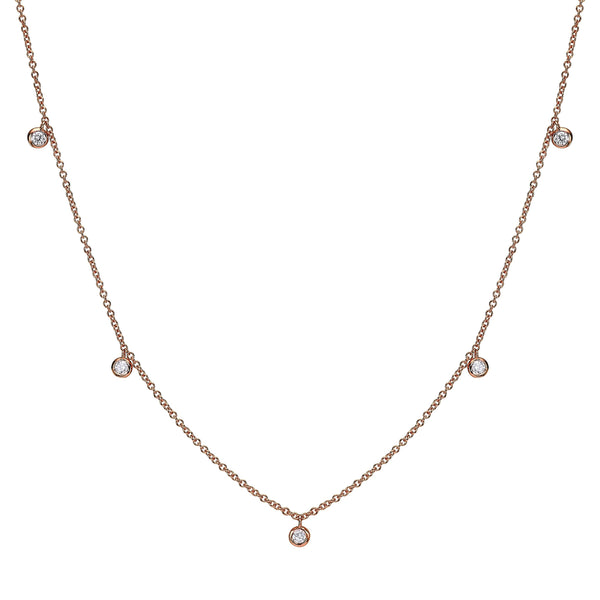 5 Hanging Diamond Bezel Station necklace