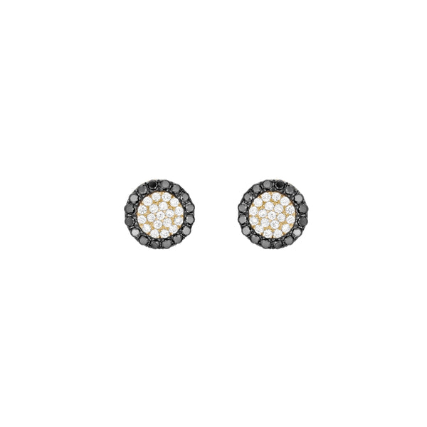 Black and White Diamonds Round Pave Earrings 18K Gold