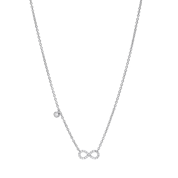 Minimalist Diamond Infinity Necklace white gold 18K