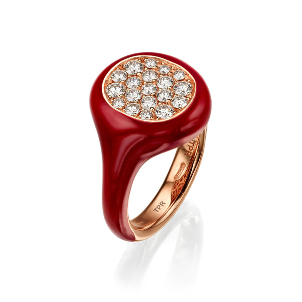 Red Enamel Diamond Sinet Ring