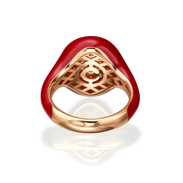 Red Enamel Diamond Sinet Ring