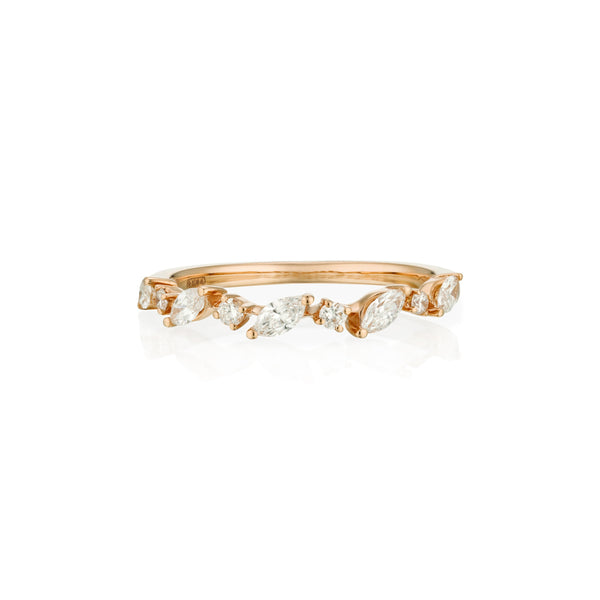 Marquise Diamond Band Ring rose gold front view