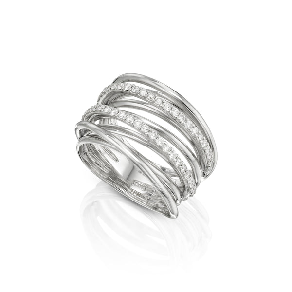 Double Band Spiral Diamond Ring white gold sideview