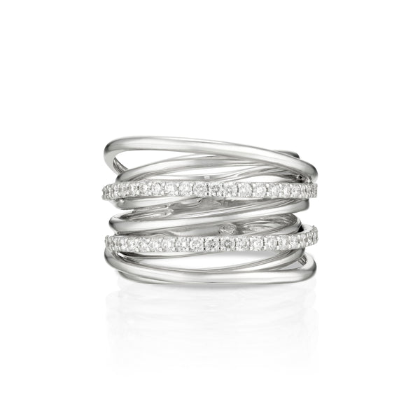 Double Band Spiral Diamond Ring white gold